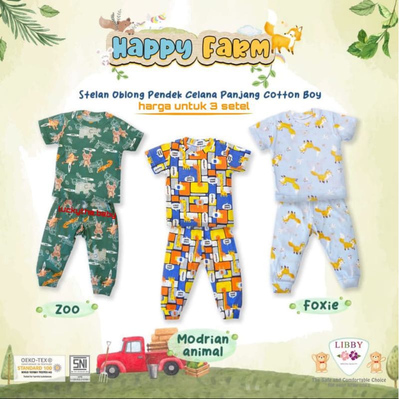 LIBBY 3 Stelan Oblong  Gardens By The Joy / Happy Farm Cotton Rib Pendek - Celana Panjang Arevyonlineshop