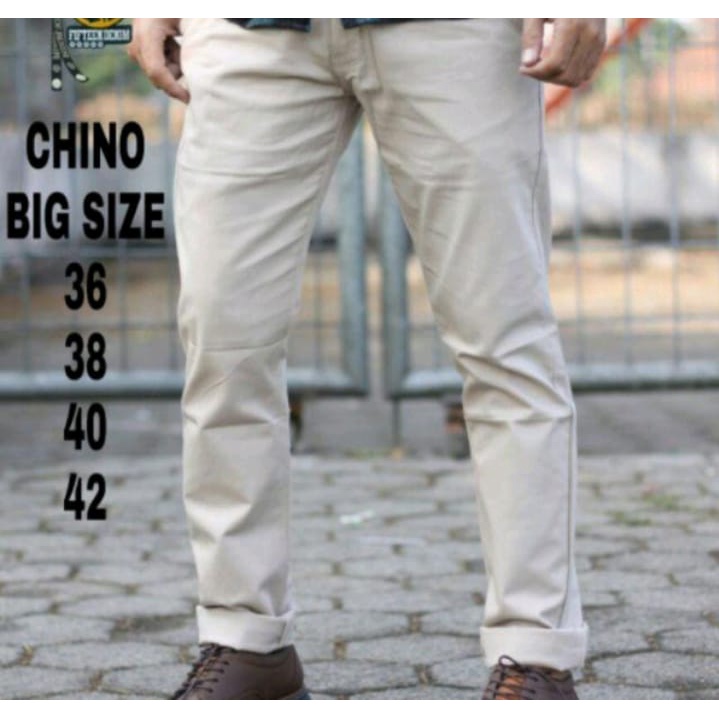 CELANA PANJANG PRIA Chino Big Size SUPER JUMBO Bahan Chinos Melar Paha Longgar