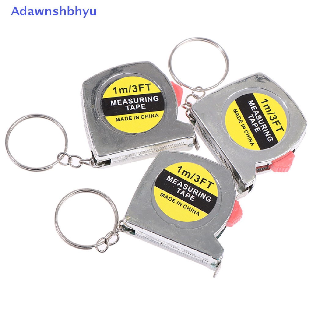 Adhyu 1M/3ft Penggaris Pengukur Saku Stainless Steel Yang Dapat Ditarik Tape Measure Keychain ID