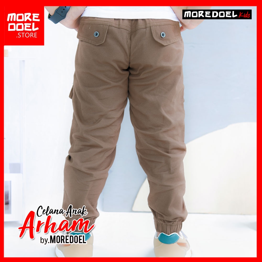 Celana Jogger Anak Chino Cargo Anak Arham Warna Mocca By Moredoel