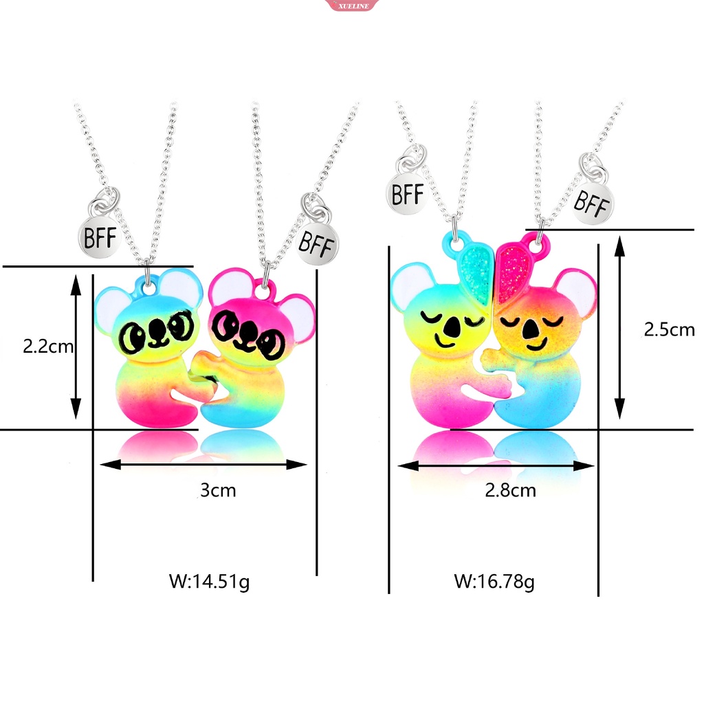 1pasang Sequin patchwork heart best friend Kalung Liontin Rantai BFF Persahabatan Liontin Perhiasan Hadiah [ZXL]