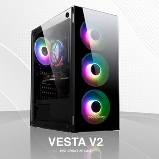 Case Infinity VESTA 4FAN RING BLUE Tempered Glass casing ATX