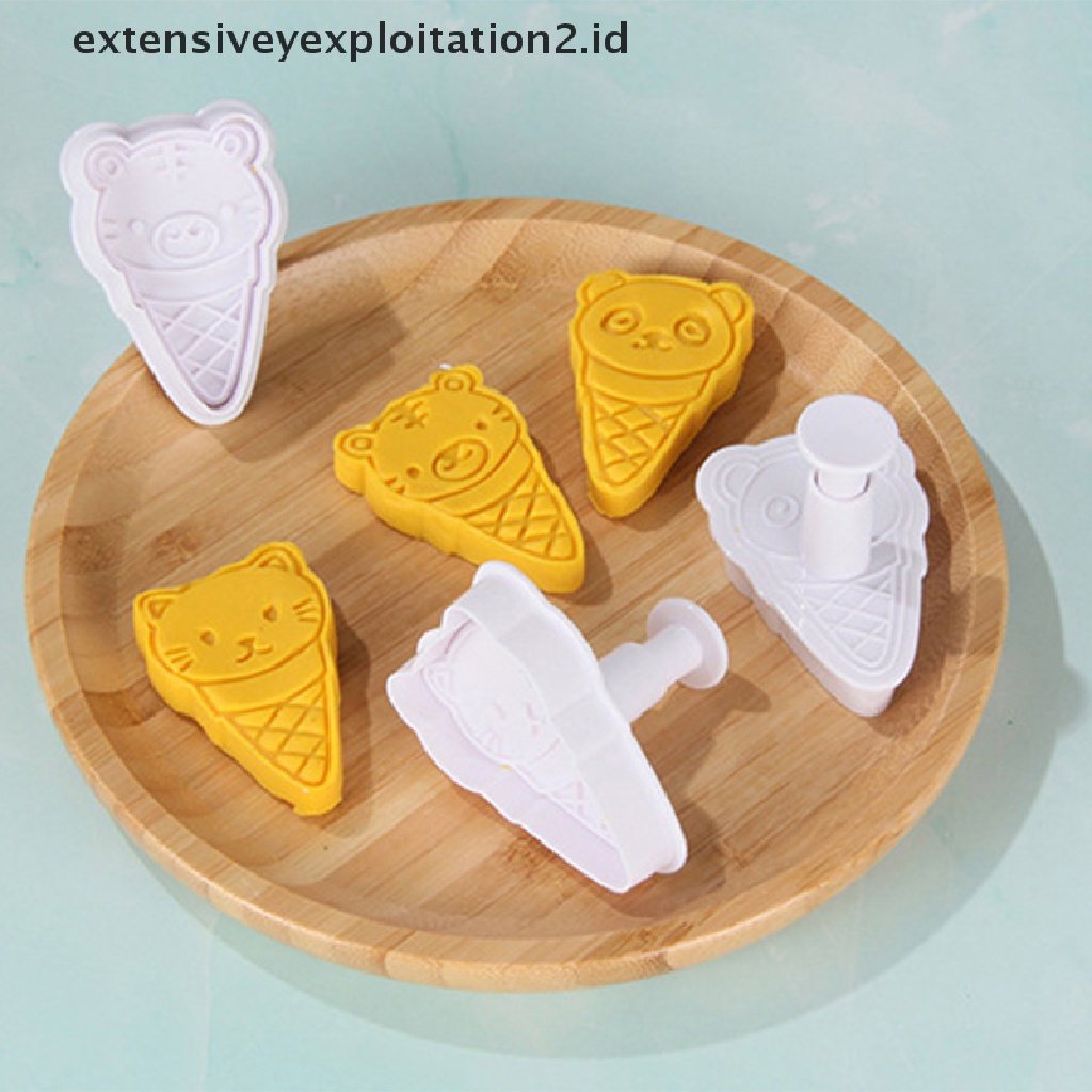 {NEW} 3pcs/set Cetakan Ice Cream Animal Cookie Cutter Fondant Kue Decorag Tools.