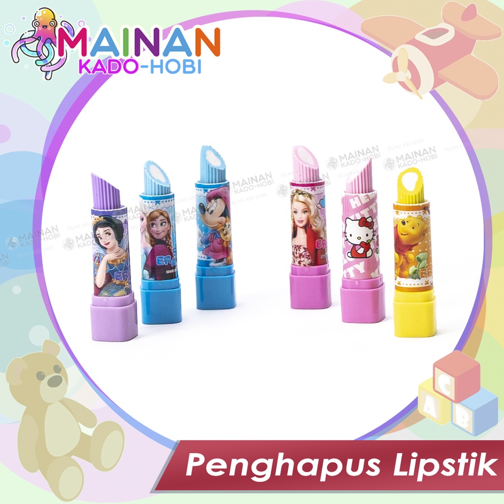 MAINAN ANAK ERASE PENGHAPUS LIPSTIK KARET KARAKTER PEREMPUAN