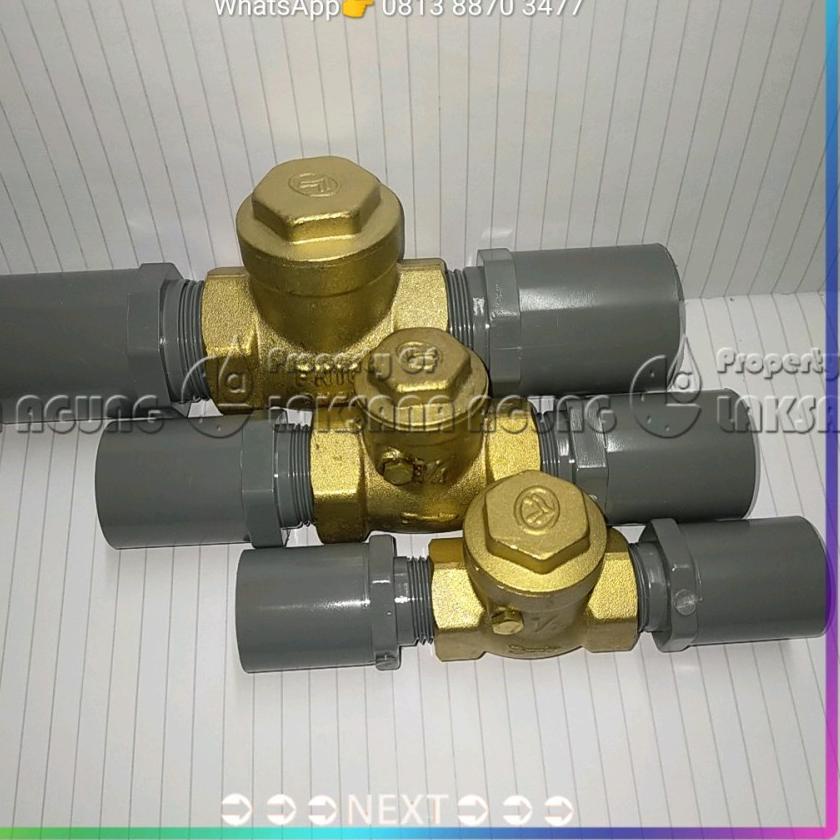 Klep Tabok 3/4 Kuningan Check Valve 3/4 + Sok drat luar  + Seal tape S37L