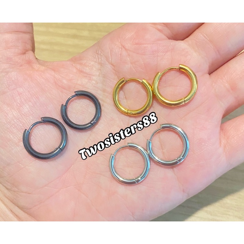 ANTING HOOP KOREA TITANIUM SILVER GOLD BLACK