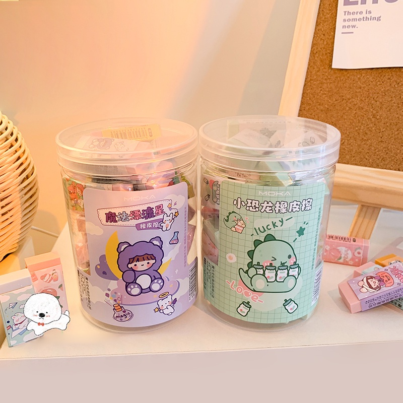 5pcs Kawaii Kartun Less Crumb Eraser Student Portable Karet Eraser Set