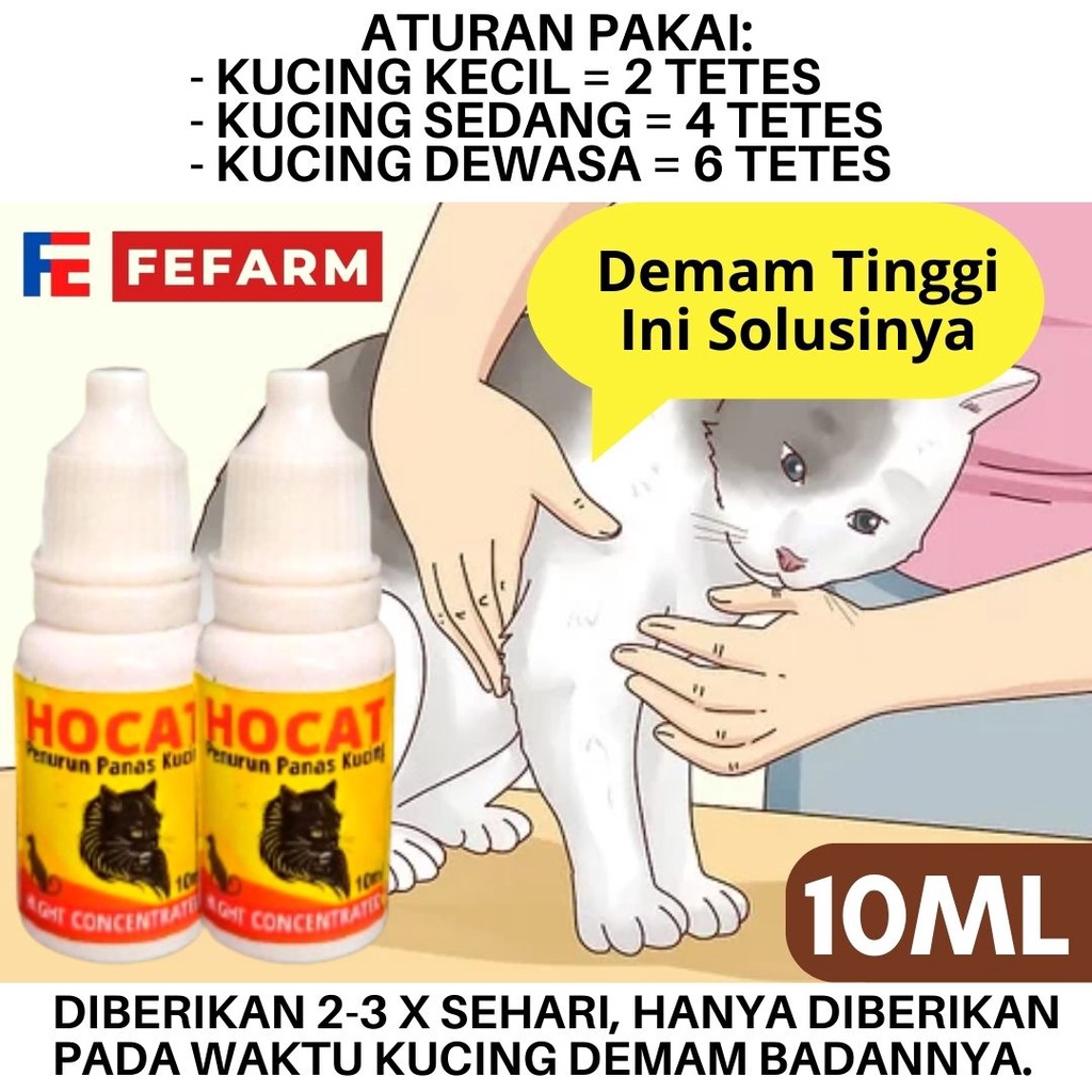 Obat Demam Panas Kucing Cat Kitten Hocat 10ml FEFARM