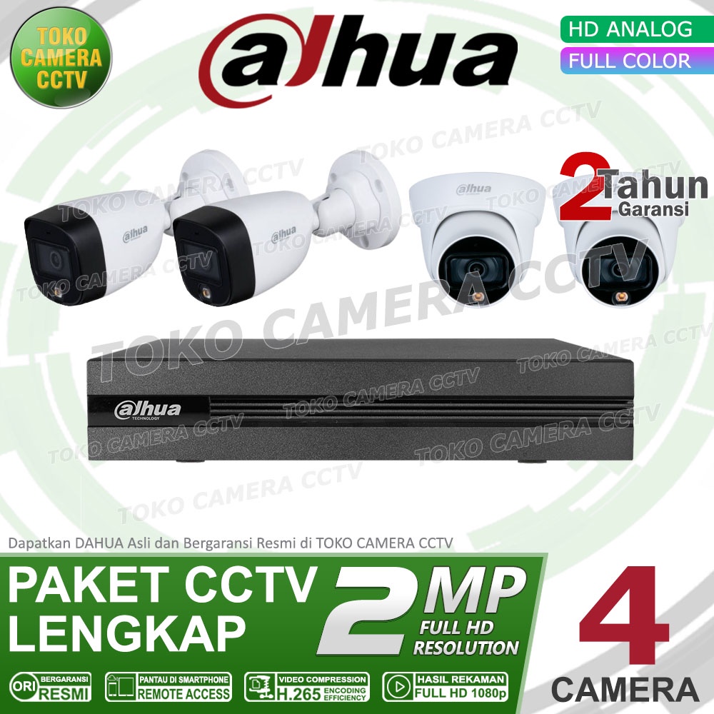 PAKET CCTV DAHUA 2MP FULL COLOR 4 CHANNEL 4 KAMERA