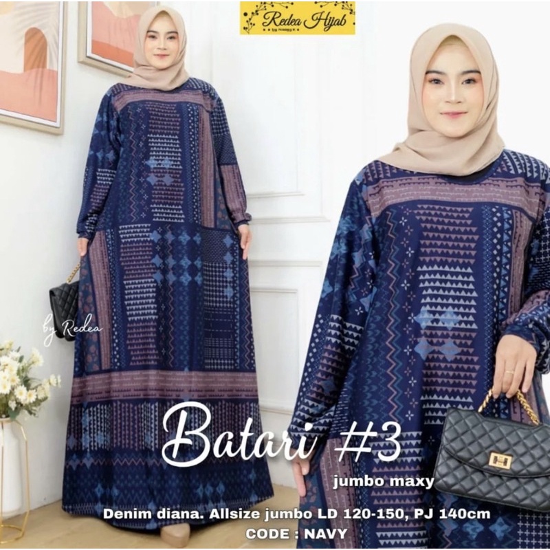 Batari Jumbo Maxy - LD120-130 Gamis Diana Denim Terbaru Gamis Jumbo Bigsize Oversize Bumil / 025-7146