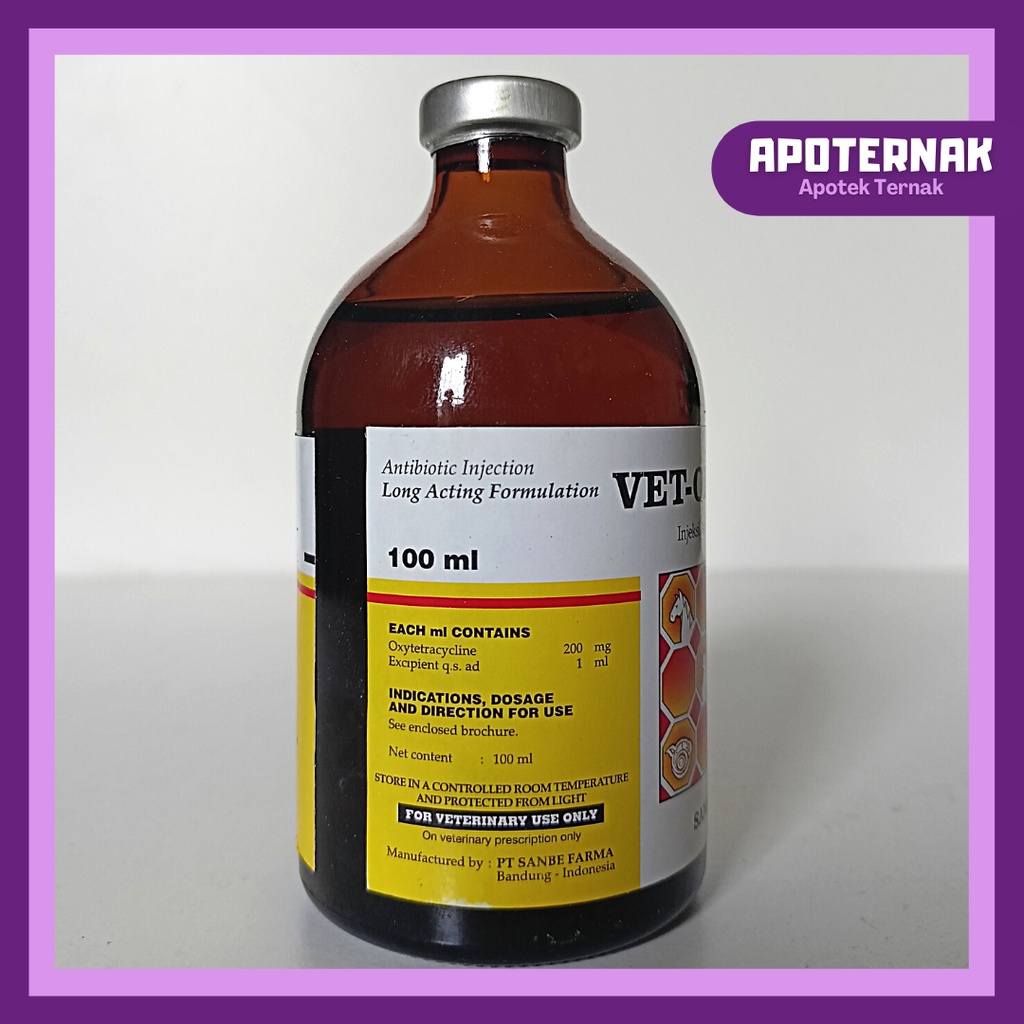 VET OXY LA 50ml VET OXY LA 100ml | Obat Antibiotik Hewan Long Acting LA Untuk Pencernaan dan Pernafasan | SANBE