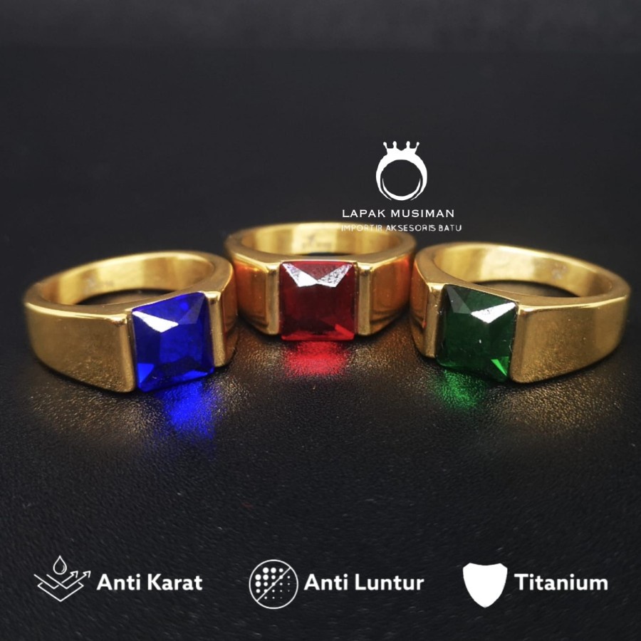 [Bayar Di Tempat] Cincin Pria Titanium Anti Karat Kualitas Super Batu Permata