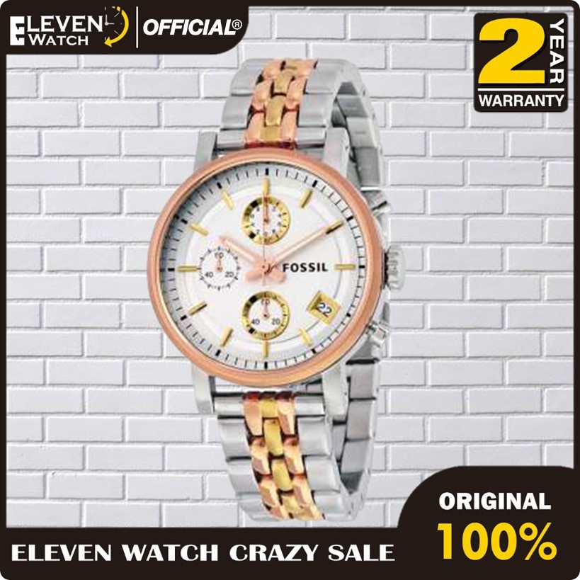 [Promo] Jam Tangan Wanita FS ES 3840 / ES3840 Boyfriend Chronograph Stainless Steel  Garansi 2 Tahun