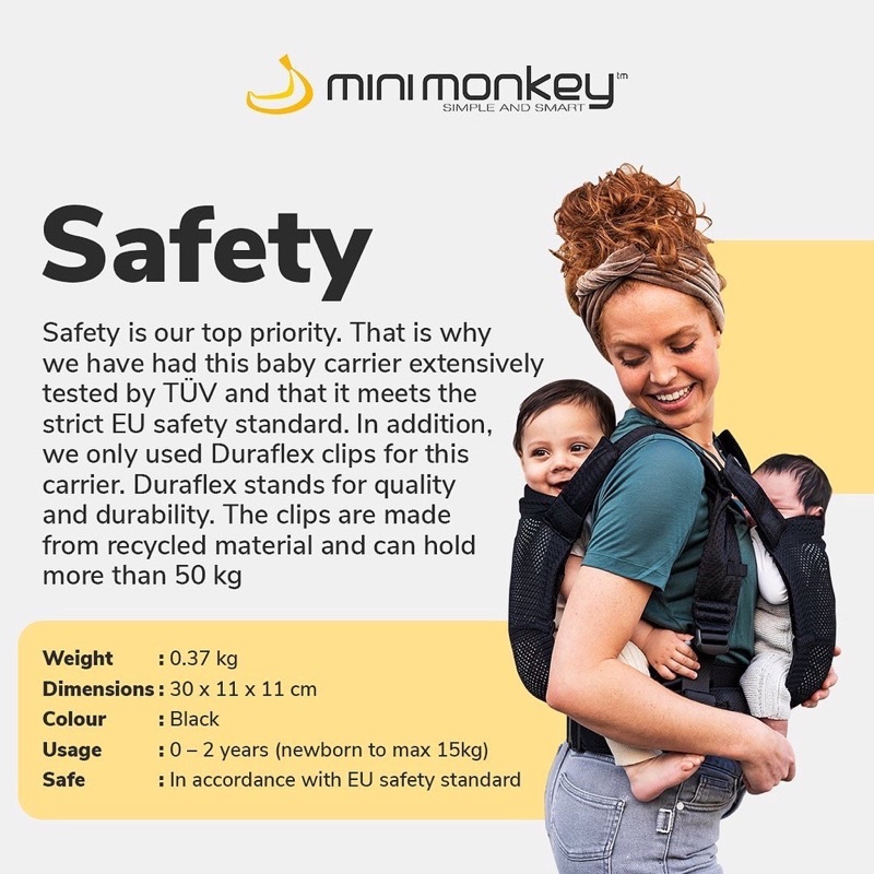 READY Mini Monkey Baby Carrier Soft Structured Carrier / Gendongan MiniMonkey