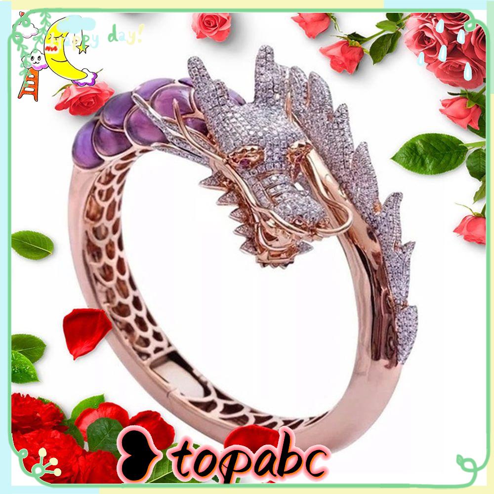 Cincin Naga Atas Cincin Hewan Fashion Pertunangan Pernikahan Kristal Zirkon