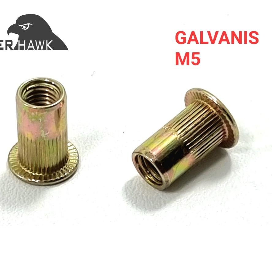 Terlaris Rivet Nut M5 GALVANIS/STAINLESS STEEL Mur Rivet Tanam Rifnut Nutsert