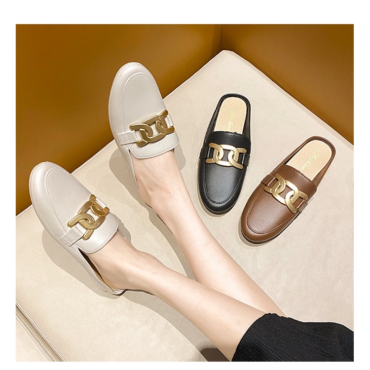 ❀ Chingu ❀ SA028 Sandal Wanita Slip Langsung Simple Trend Flat Fashion Kasual Sendal Wanita Import
