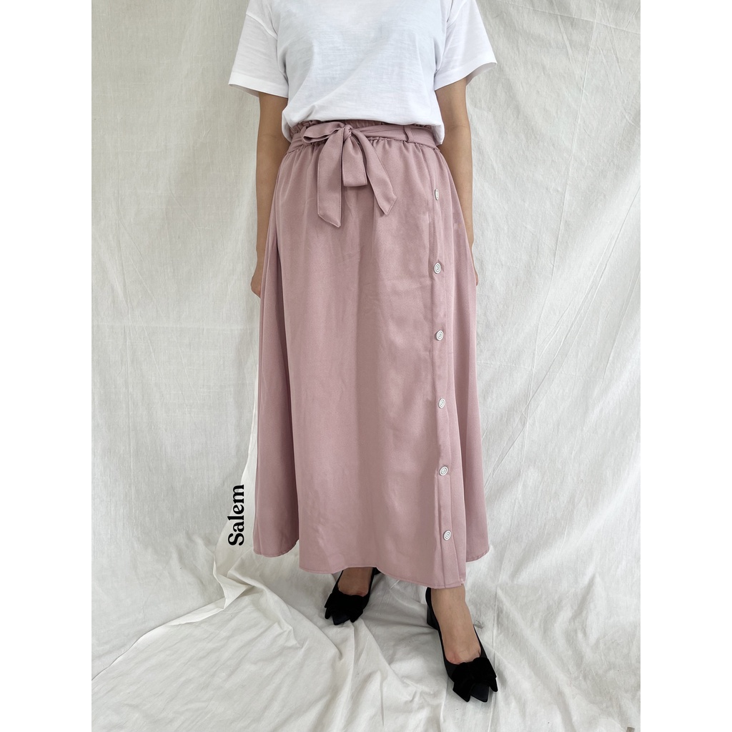 ZOYA SKIRT - ROK KANCING BUTTON SKIRT POLOS BASIC BAHAN SHAKILA PREMIUM