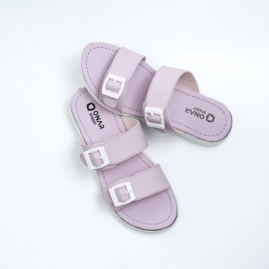 Sandal cewek kekinian terbaru sendal wanita slop perempuan casual karet kulit import korea dewasa lucu murah