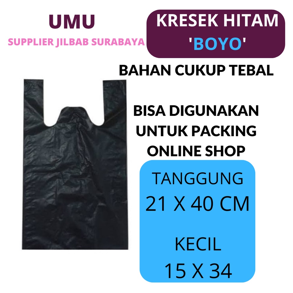 (UMU SUPPLIER) KANTONG PLASTIK KRESEK HITAM CUKUP TEBAL PACKING ONLINE SHOP KECIL DAN SEDANG