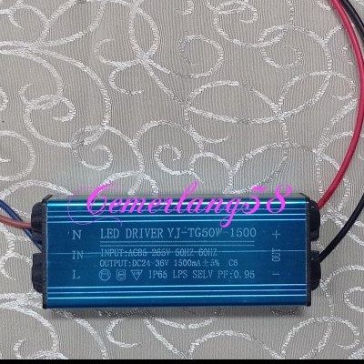 LED Driver 50Watt 1500 mA AC-DC Casing Besi WATERPROOF Trafo Lampu PJU