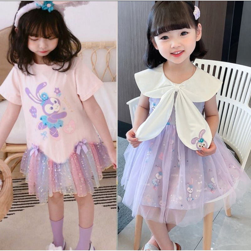 Dress impor anak Stella Lou tutu rainbow kaos casual import