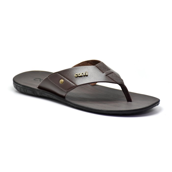 Carvil Vinteso 01 Dark Brown Sandal Jepit Formal Pria_A11