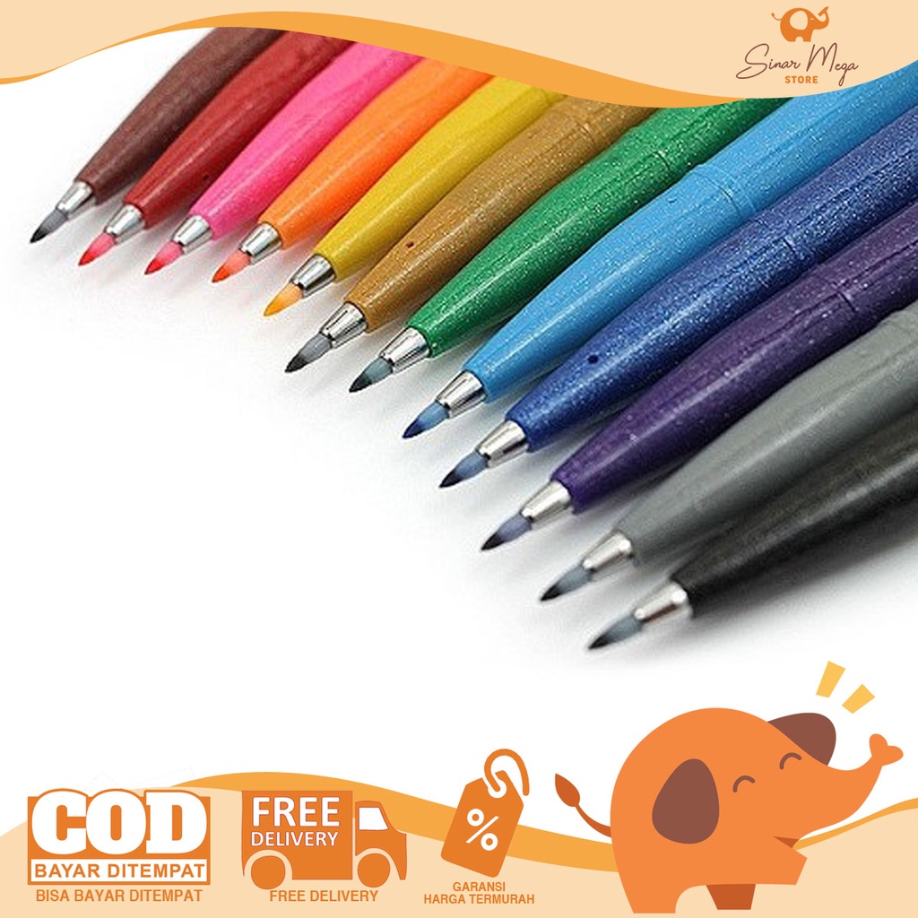 

Pentel Touch Brush Sign Pen Colouring Kuas Spidol Lettering Doodle Murah Berkualitas