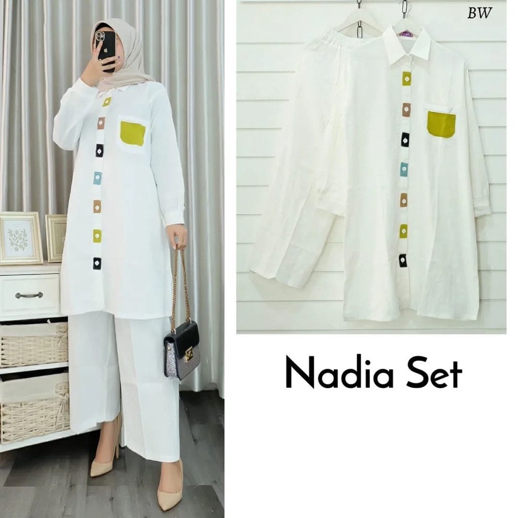 GAMIS STORE - New Nadia Set Setelan One Set Airflow Cringkle Stelan 2in1 Fit To XL Jumbo Premium