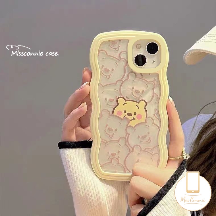 IPHONE Casing Bening Case Kompatibel Untuk Iphone6 6s 78 Plus 11 14 12 13 Pro Max XR 14Plus X XS Max SE 2020kartun Lucu Winne the Pooh Transparan Wavy Edge Soft TPU Case