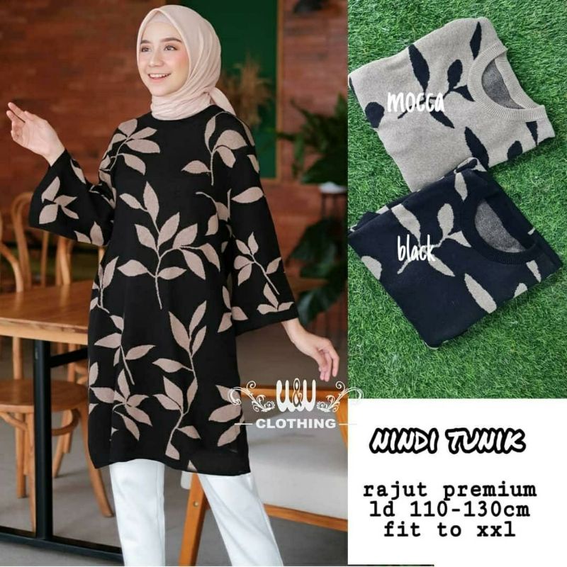 Nindi Tunik, TUNIK RAJUT JUMBO CANTIK MODIS FIT XXXL LD 110-130 BAHAN RAJUT PREMIUM TERMURAH OOTD