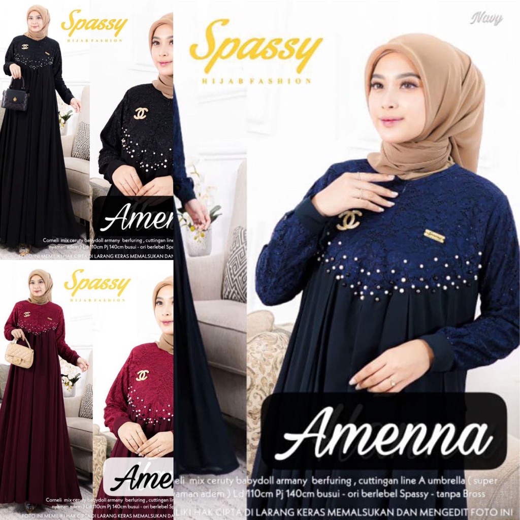 Gamis Wanita Amenna Dress Original by Spassy / Baju Kondangan Elegant Premium