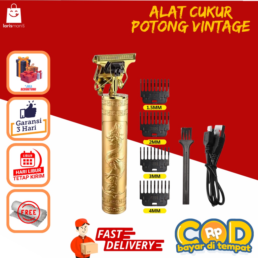 Alat Cukur Rambut Profesional Hair Clipper Vintage / Alat Cukur Elektrik Mesin Cukur Rambut Cas