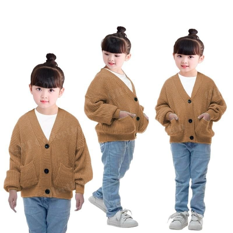 Olivia Cardy Crop Pocket Anak / Kardigan Rajut Anak / Cardigan Anak