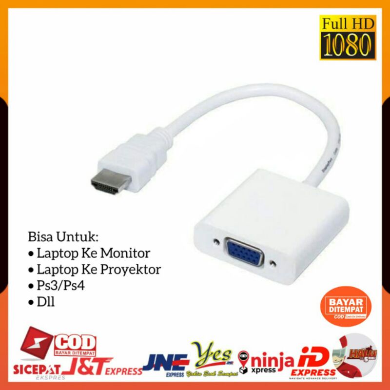 (COD) KABEL ADAPTER KONEKTOR HDMII TO VGA CONVERTER / DARI LAPTOP KE PROYEKTOR MONITOR VGA