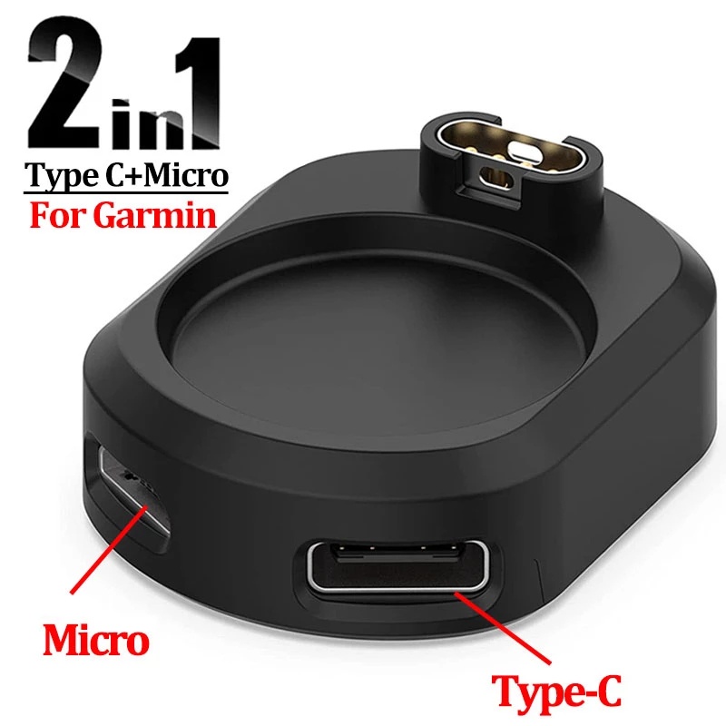 2in1 Type C/Micro Port USB Watch Charger Adapter, Konverter Pengisian Jam Tangan Pintar, Basis Adaptor Konektor Pengisian Daya, Aksesoris Pengisian Mini Kompatibel Dengan Paling Garmin Fenix Watche