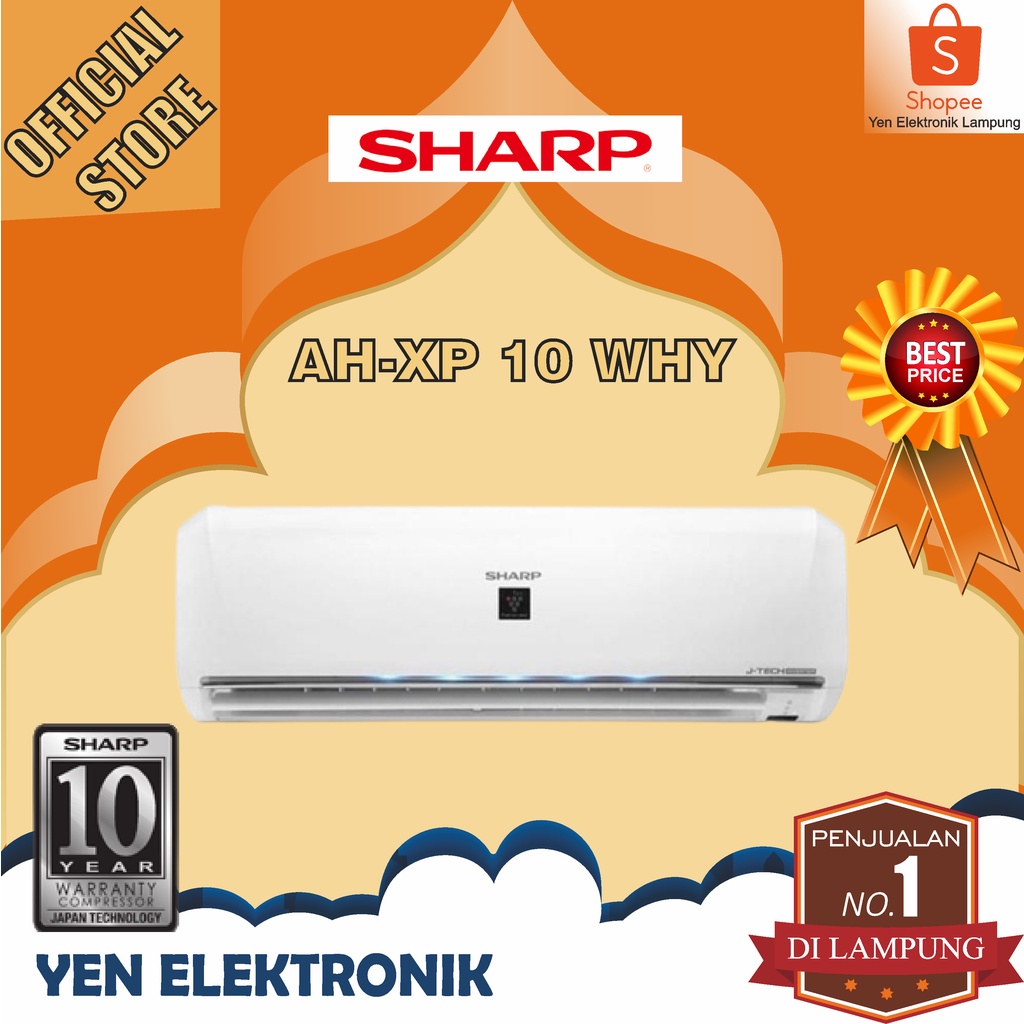 AC SHARP AH XP 10 WHY - 1 PK R32 J-TECH Inverter Plasma Wifi Garansi Resmi SHARP 10 Tahun