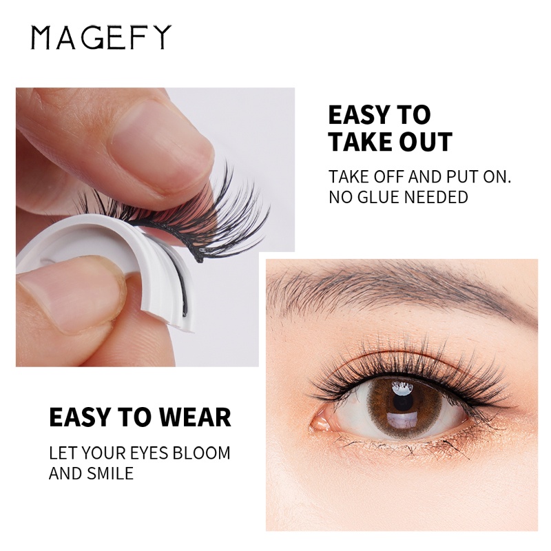 MAGEFY7328 Tanpa Lem Bulu Mata Palsu Knot Free /Riasan Cepat/ Eyelashes Extension Natural 3D Ekstensi Berperekat Yang Dapat Digunakan Kembali Dan Dapat Dengan Mudah Diaplikasikan Dalam 3 Detik