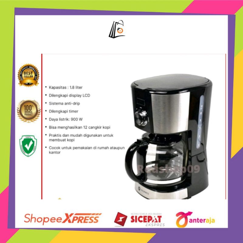 ACE - Digimatic Coffee Maker 1.8 Ltr Stainles steel - Hitam/mesin kopi
