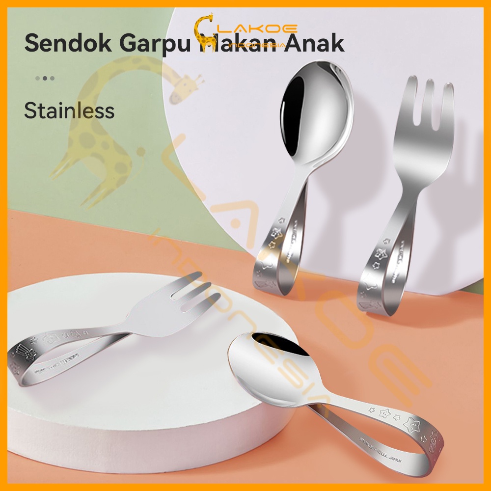 Sendok Garpu makan BLW Anak Stainless Steel ori Japanese