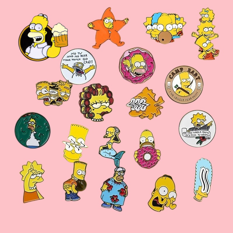 Anime Elements The Simpsons Lapel Pin Ransel Lencana Hadiah untuk Teman Aksesoris Pakaian