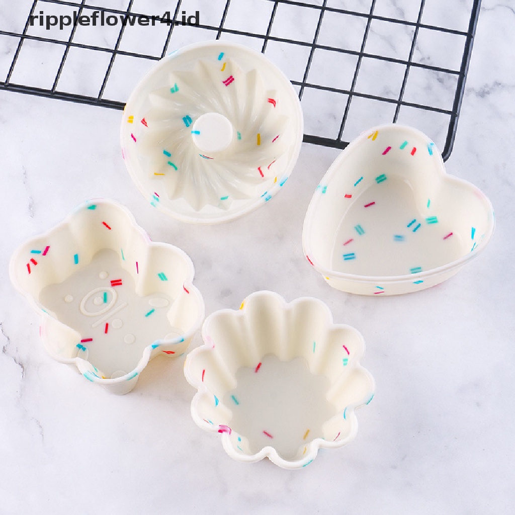 {rippleflower4.id} Cetakan Silikon Lucu Cetakan Kue Muffin Cupcake Dapur Baking Mold DIY Cake Tools~