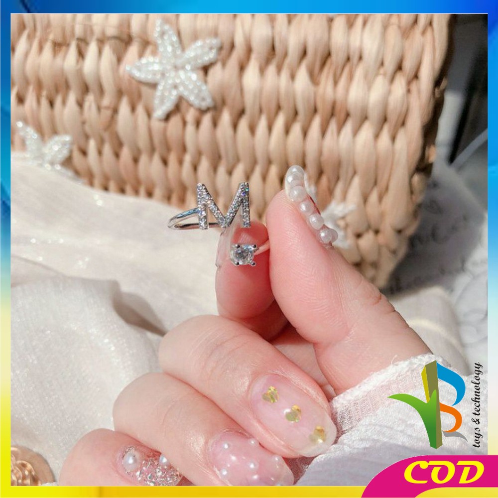 RB-K59 Cincin Huruf Silver Abjad Huruf A-Z Stainless Inisial Nama Cincin Alphabet Wanita Fashion / Cincin Wanita Huruf Set Perhiasan Wanita