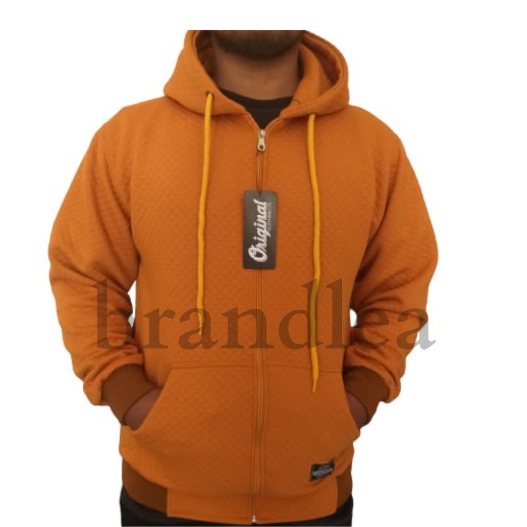 Sweater Hoodie Zipper Diamond Knitt Jaket Pria Comfy