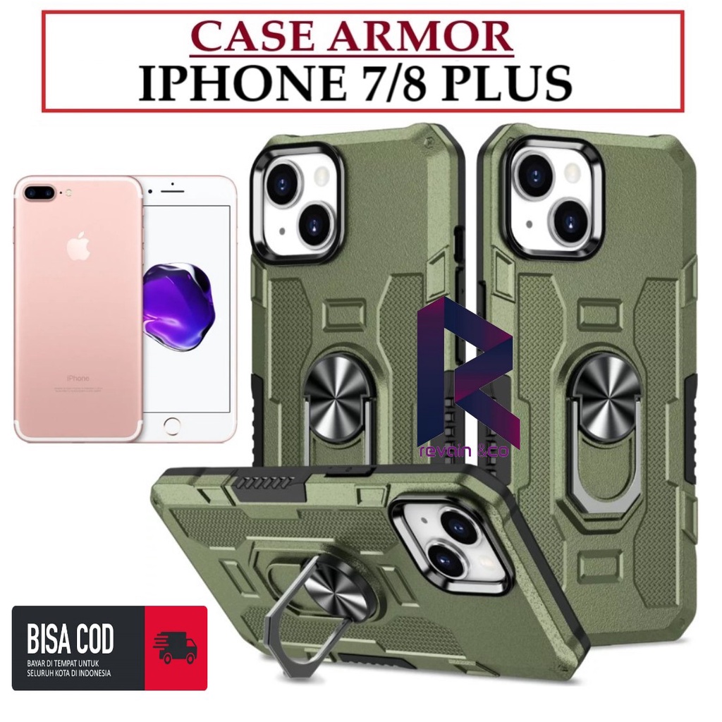 Case Armor IPHONE 7/8 PLUS Iring Cincin Magnetic Kesing Hp Protect kamera Premium Hard Case Standing Robot Pelindung Kamera