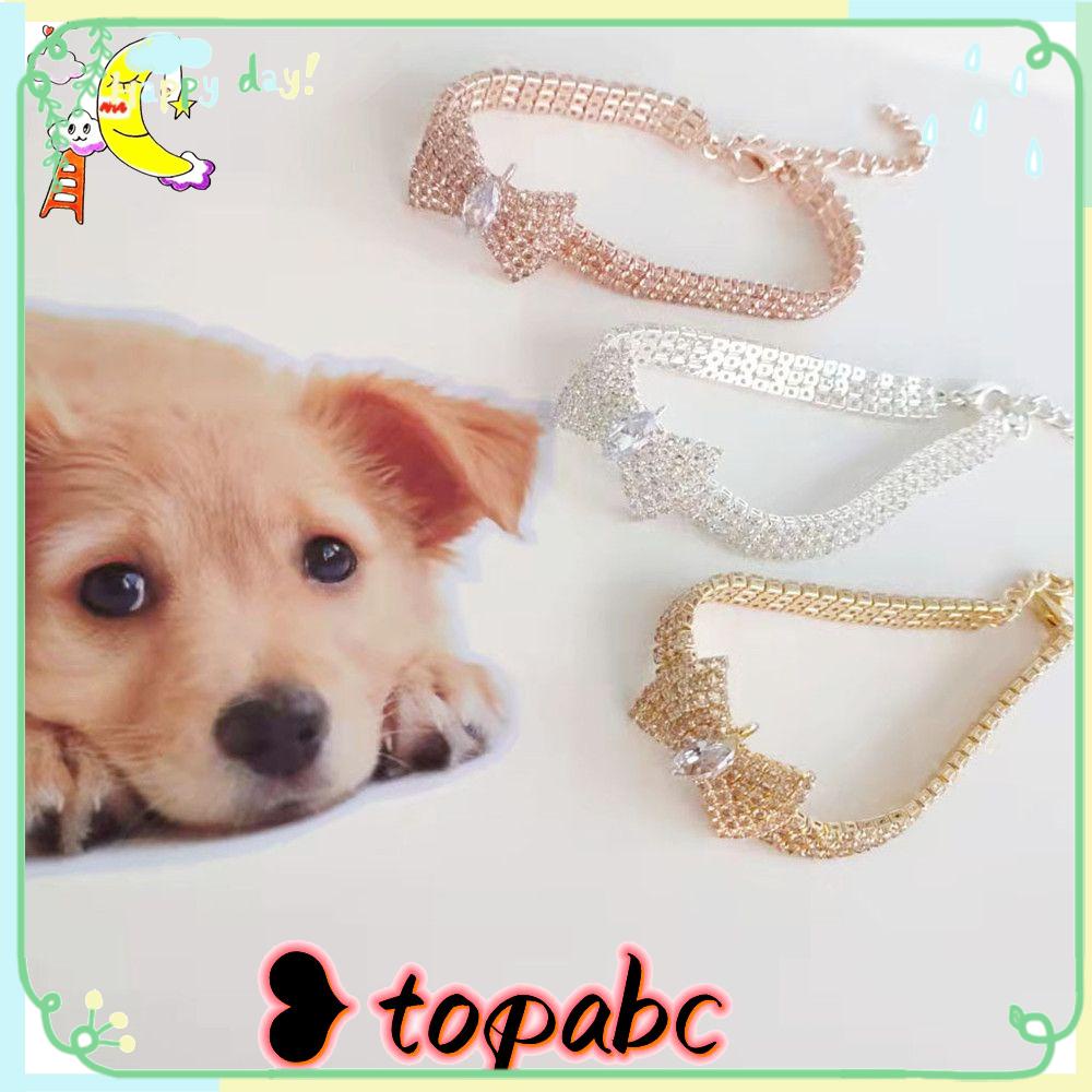 Top Anjing Kalung Perlengkapan Hewan Peliharaan Adjustable Dekorasi Hewan Peliharaan Untuk Hewan Kecil Busur-Simpul Kalung Berlian Imitasi Kerah