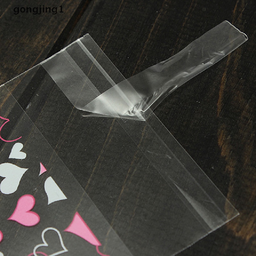 Ggg 100pcs Pic Hati Manis. Paket Permen Kue Kering DIY Perekat Diri Souvenir Gift Valve Bags ID