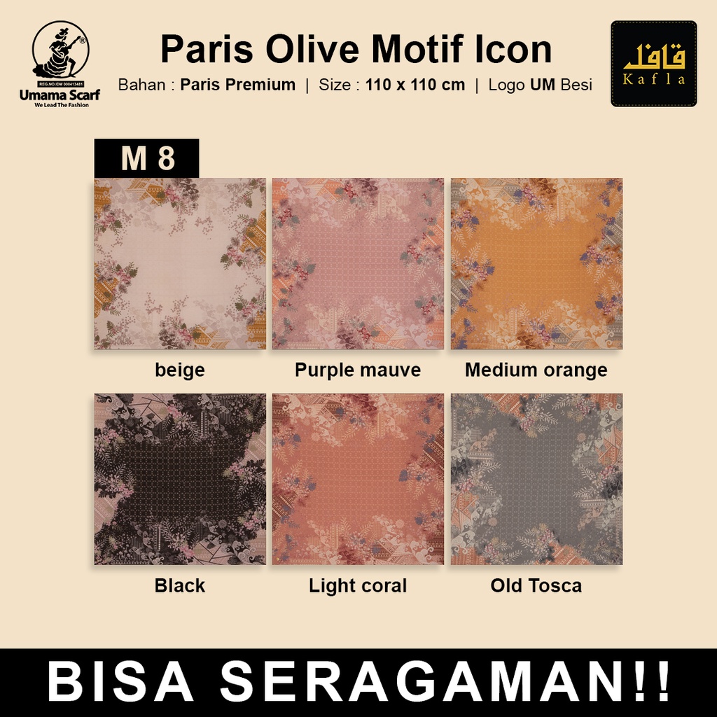 Kerudung PARIS OLIVE MOTIF Standar Umama Scarf Part 2