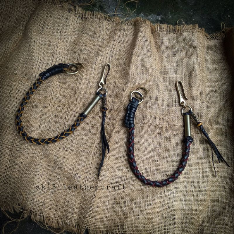 rantai dompet kulit anyam,tali dompet kulit,tali dompet handmade ak13_leathercraft.