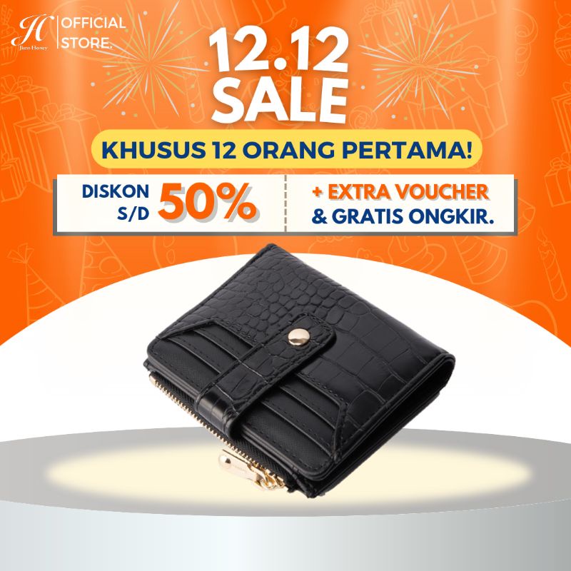 JIMS HONEY Dompet lipat kecil wanita mini wallet motif crocodile GENIE Original Murah Terbaru 2023